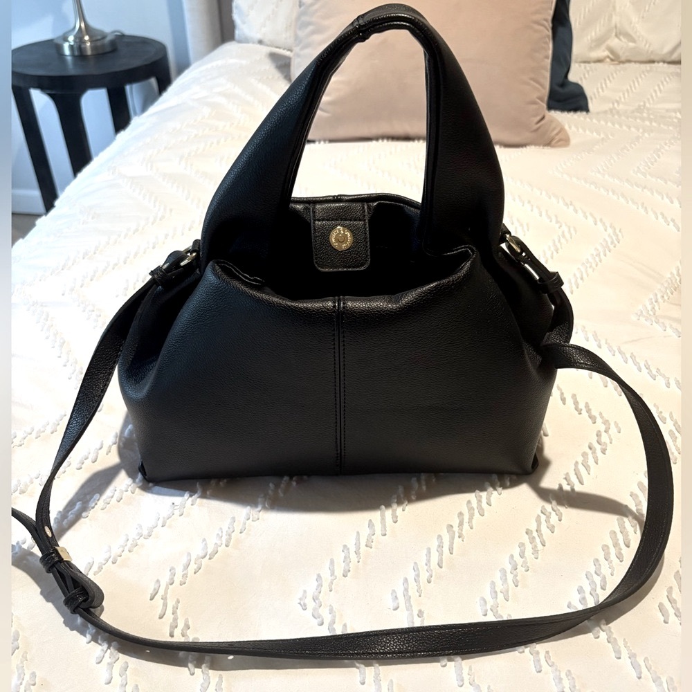 Polene inspired Black Leather Handbag